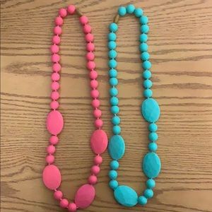 Set of 2 Chewy Teething Necklaces - Pink/Turquoise